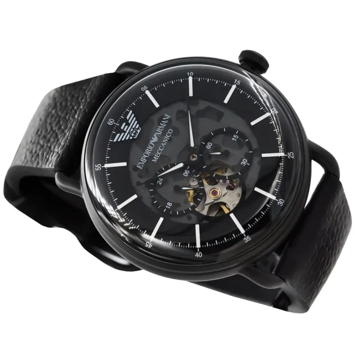 Emporio Armani Aviator Chronograph Black Dial Black Leather Strap Watch For Men - AR60028 - Image 3